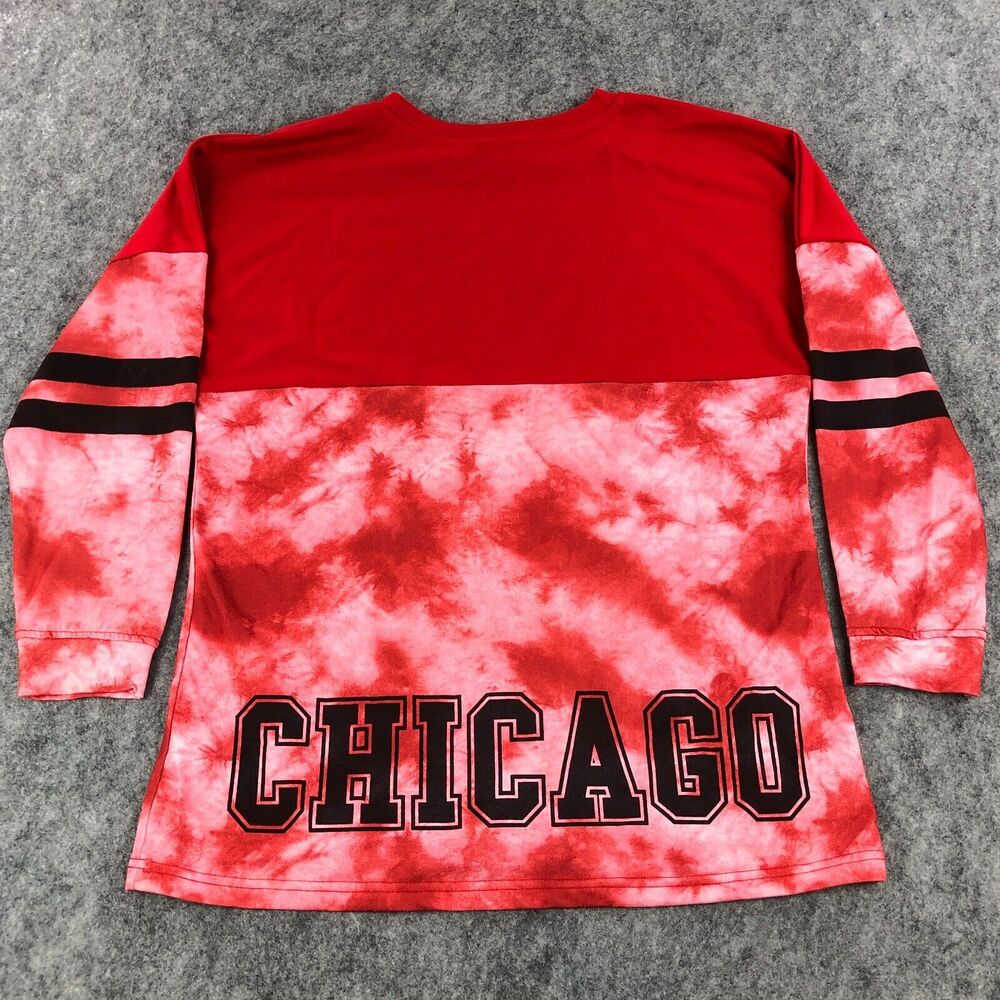 NBA Chicago Bulls Pullover Medium Red Tie-Dye Sweater Long Sleeve Unisex Premium - Picture 3 of 11